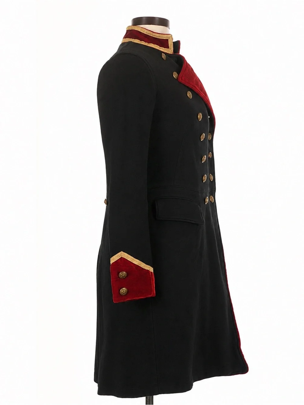 Ralph Lauren Denim Supply Military Long Jacket Coat Officer Navy Red Velvet Gold - Picture 6 of 7